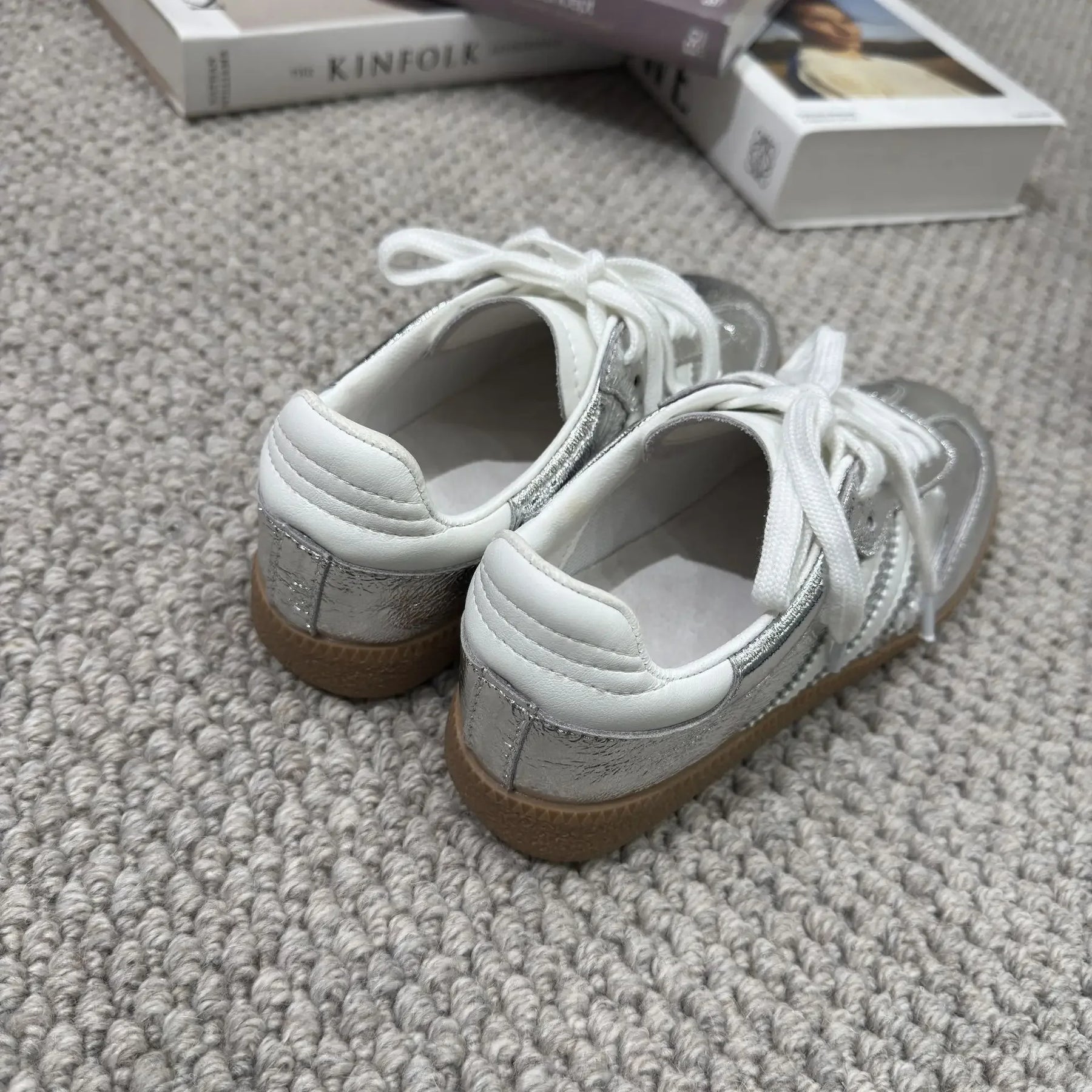 Genuine Leather Women’s Sporty Casual Shoes – Thick Sole, Three-Stripe Color Block, Comfortable Summer Footwear Amba