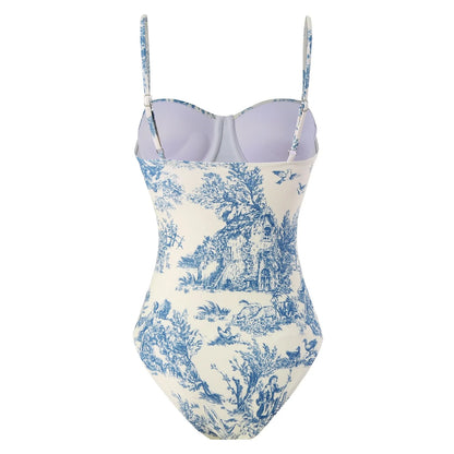 Novo conjunto de biquíni push up – estampa floral, babados, trajes de banho brasileiros com tiras