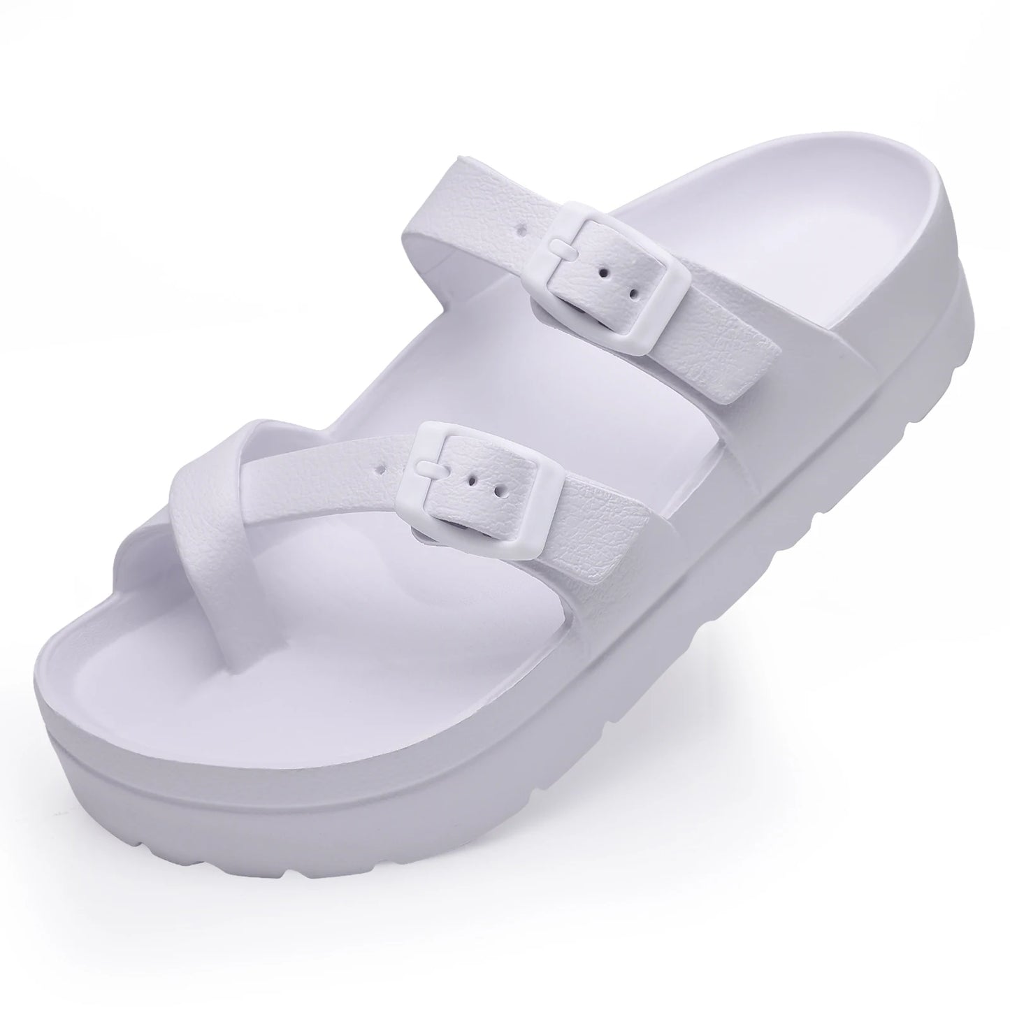 Sandálias femininas plataforma verão praia à prova d'água sandálias moda arco suporte almofada slides luz suave eva sapatos planos