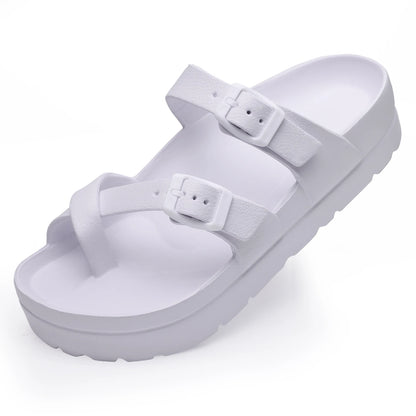 Sandálias femininas plataforma verão praia à prova d'água sandálias moda arco suporte almofada slides luz suave eva sapatos planos