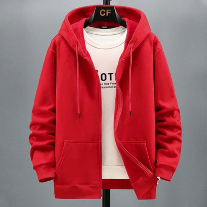 M–12XL - Felpa con cappuccio da uomo di grandi dimensioni - Zip, foderata in pile, cotone, vestibilità casual