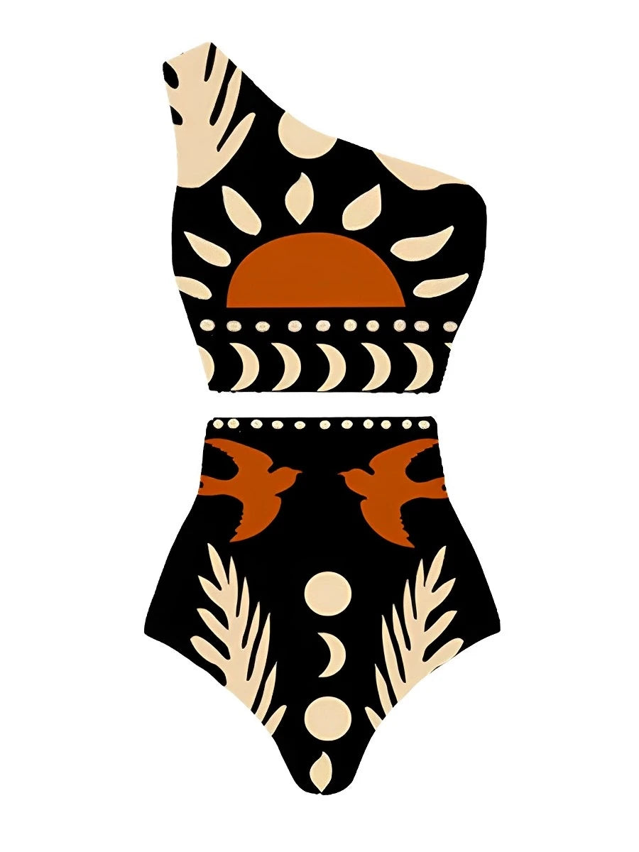 Bikini a vita alta una spalla - costumi da bagno imbottiti