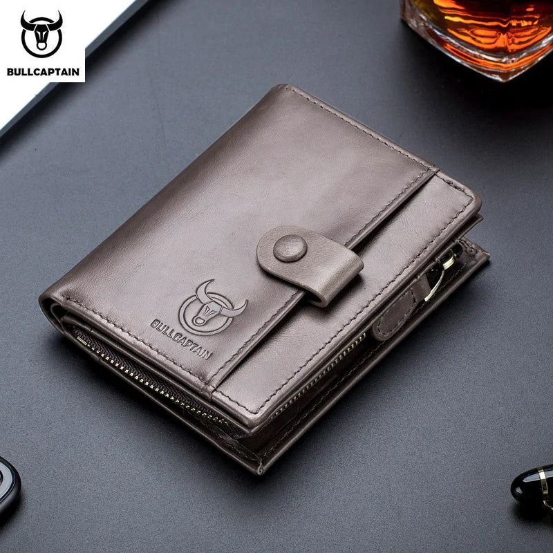 BULLCAPTAIN™ RFID Men’s Genuine Leather Wallet – Anti-Theft & Anti-Pickpocket -Zipper Coin &Card Holder
