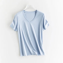 T-shirt en soie et en coton mercerisé - Expérience de douceur soyeuse et de style sophistiqué - disponible en V et cou rond