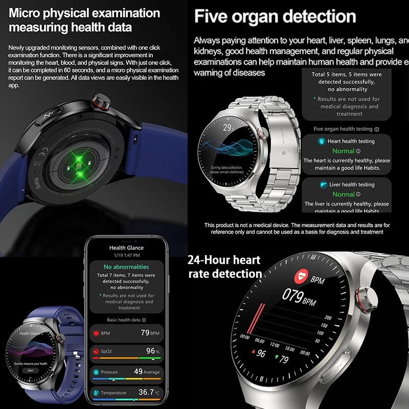 Ny omvårdnadsgrad Smart Watch Blodsyre Blod Lipid Urinsyra EKG+PPG Kroppstemperatur Bluetooth Ring Hälsa Smartwatch