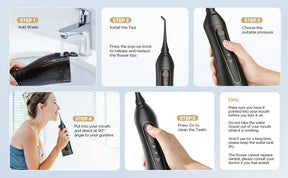 Water Flossers Oral Irrigator- Dental 3 Modes Water Tank for Teeth 300ML Waterproof Teeth Cleaner