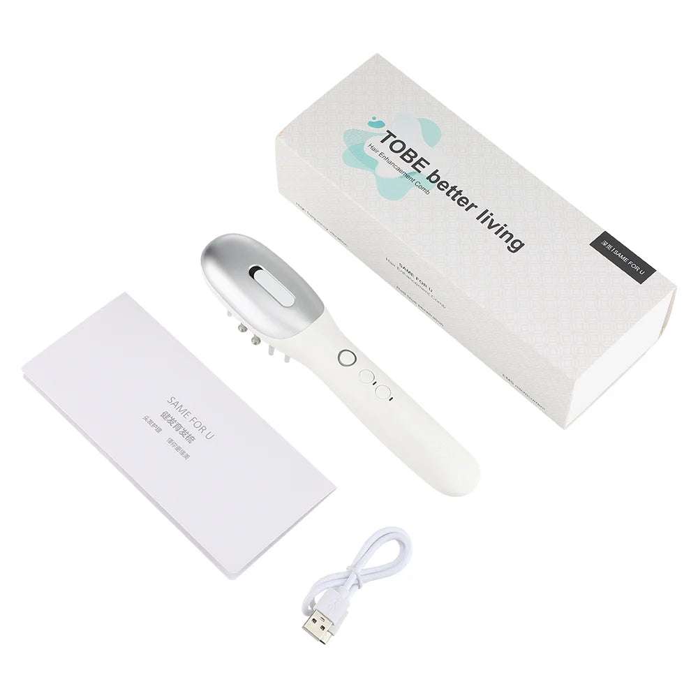 Pente massageador elétrico para couro cabeludo, ems, luz led, massageador de cabeça com aplicador de óleo de cabelo para couro cabeludo, relaxamento, crescimento do cabelo, adequado para todos os penteados