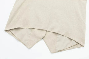 Women’s Linen Vest Shorts Set – V Neck Chic Summer Casual  Office Outfit