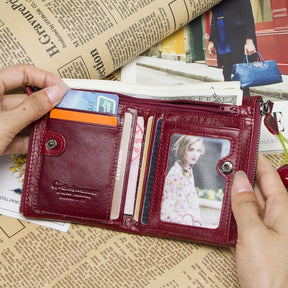 Guido portafoglio in pelle Donne Donne Luxury Brand Double-Zipper Piccola per piccola moneta Female Classic Bag del supporto per carta d'identità