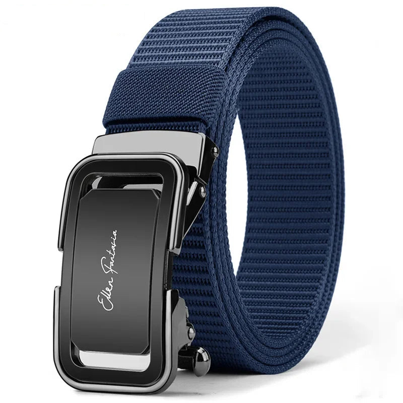 Fashion Men's Belt, Men’s Designer Belts  Alloy Automatic Buckle, Canvas Belt, Sports Belt, Large Size 110-160cm Automatic Belt