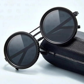 Sunglasses - Manual Dimming Sunglasses Vintage Steampunk Round Rotatable Adjustment Glasses Mountaineering Fishing Polarized Lenses
