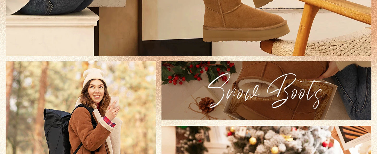 Women’s Warm Mini Mid-Calf Snow Boots – Thick-Bottomed, Fur-Lined Suede, Ultra-Comfortable Winter Shoes