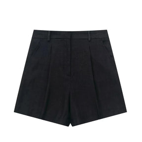 Women’s Linen Vest Shorts Set – V Neck Chic Summer Casual  Office Outfit