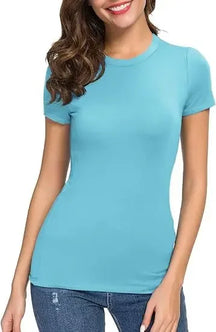 Slim Fit Women's Basic T-Shirt – Short Sleeves & Round Neck