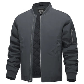 MIAMI TAC - Full Zip Quilted Bomber Jackets Mens Winter Padded Casual Jacket Outdoor Water Resistant Antifouling Coat Outwear Tops