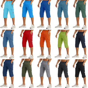 MIAMI TAC -Summer Quick Dry 3/4 Capri Pants Men's Casual Multi-Pockets Lightweight