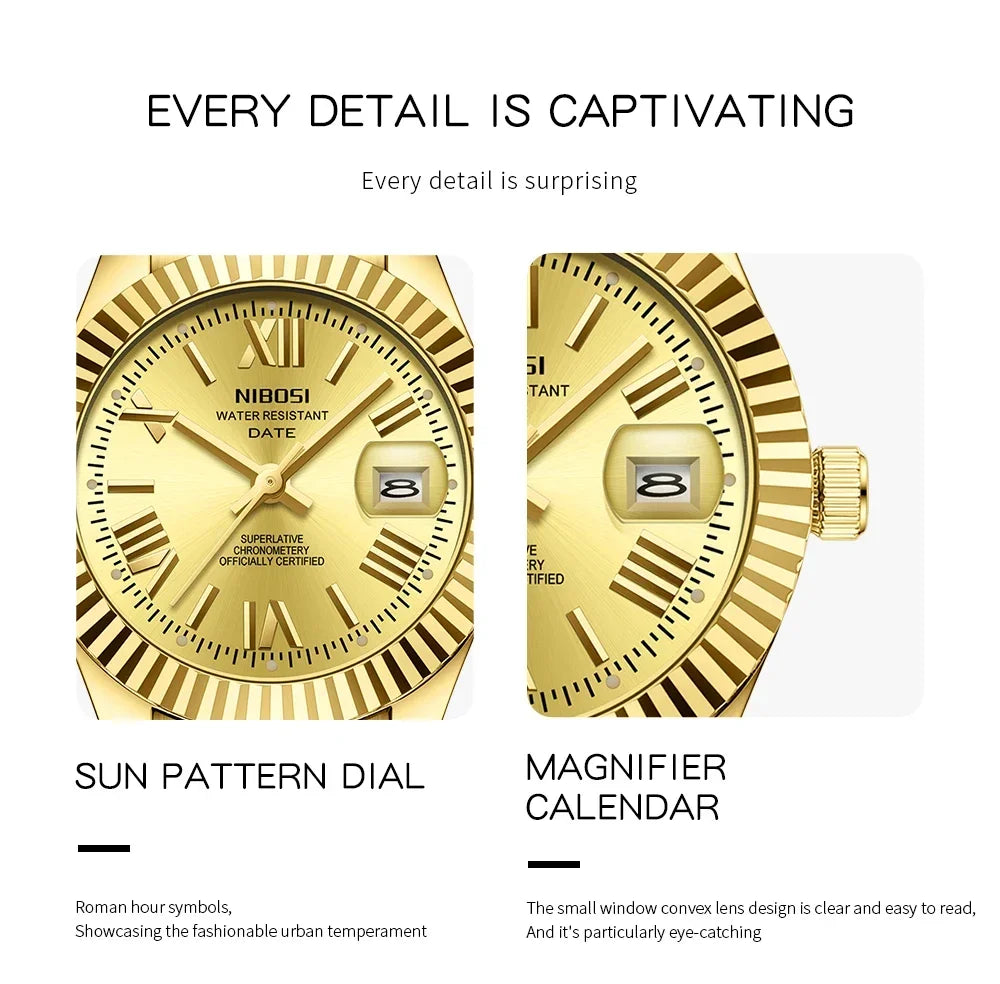 Reloj de mujeres de acero inoxidable impermeable de Miami Express-Dial luminoso, pantalla de fecha, movimiento de cuarzo