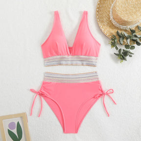 Colora solido Colorale Bikini Set di moda High Waist High Patchwork Swimwear Women Swimsuit Women Women