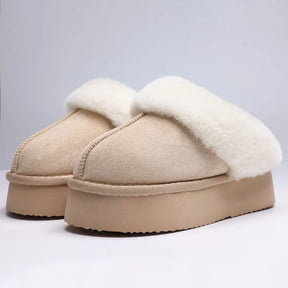 Slippers de plate-forme Funke Fluffy chaude - en daim doux, semelle Antisiskid et mousse à mémoire