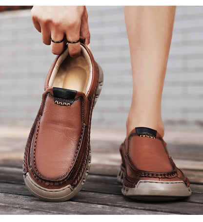Mænds håndlavede loafers i ægte læder – ultrakomfortable fritidssko
