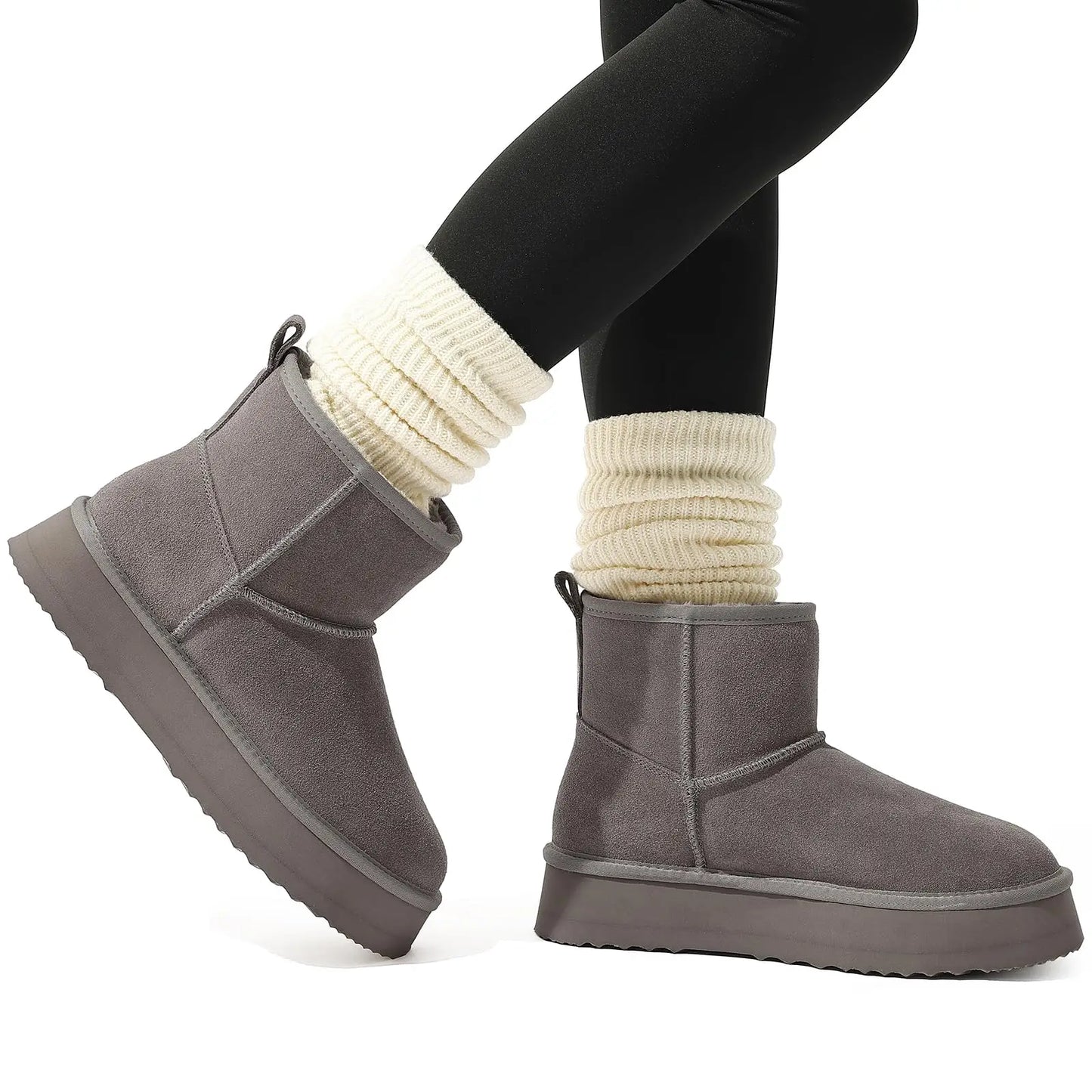 Women’s Warm Mini Mid-Calf Snow Boots – Thick-Bottomed, Fur-Lined Suede, Ultra-Comfortable Winter Shoes