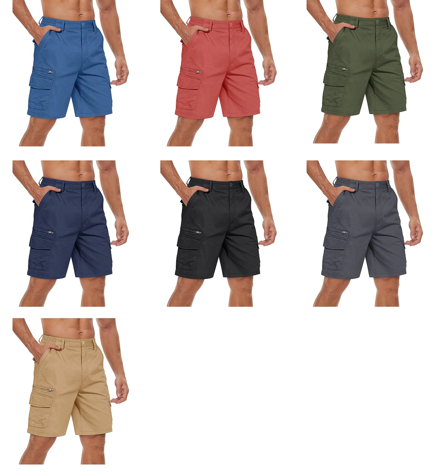 MIAMI DESIGN – TAC Cargo Shorts 97 % bomuld Herre Loose Fit Multi-lommer Retro Outdoor