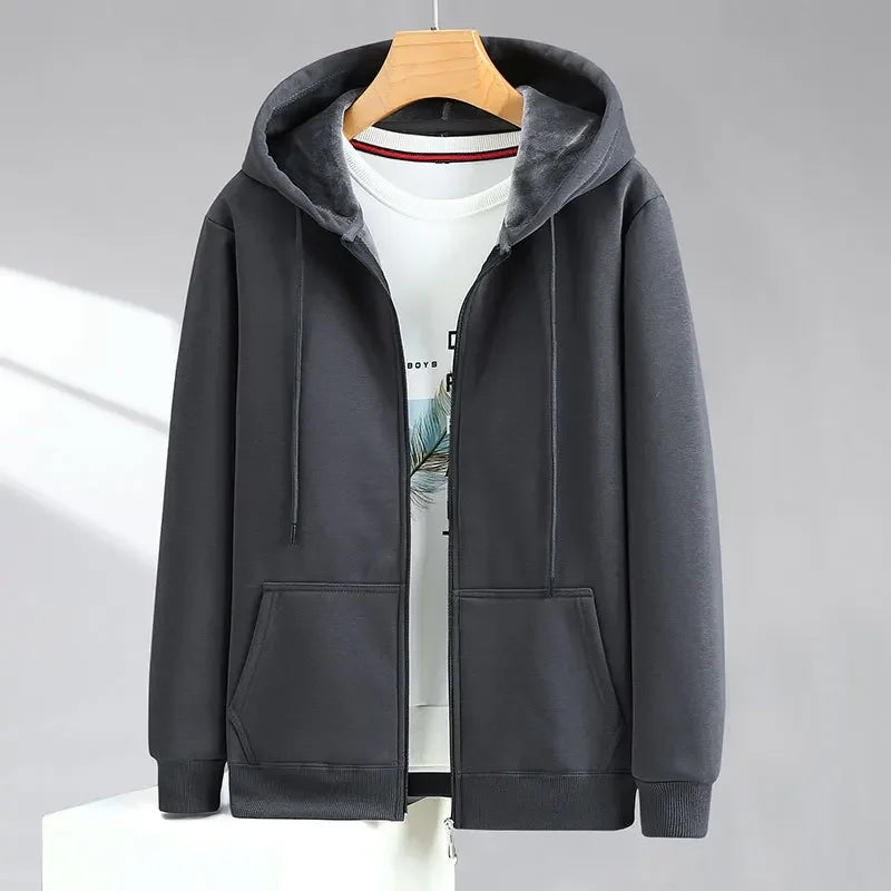 M–12XL - Felpa con cappuccio da uomo di grandi dimensioni - Zip, foderata in pile, cotone, vestibilità casual
