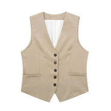 Women’s Linen Vest Shorts Set – V Neck Chic Summer Casual  Office Outfit
