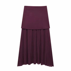 Women’s Knitted Skirt Set – V-neck Sleeveless Slim Vest & Patchwork Loose Skirt | Casual & High Street Fashion