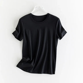 T-shirt en soie et en coton mercerisé - Expérience de douceur soyeuse et de style sophistiqué - disponible en V et cou rond