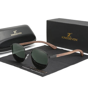 Stylish Walnut Wood Sunglasses – HD Polarized Lenses with UV400 Protection for Him & Her