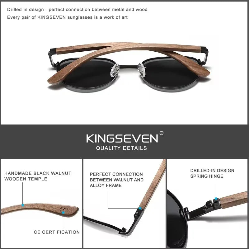 Stylish Walnut Wood Sunglasses – HD Polarized Lenses with UV400 Protection for Him & Her