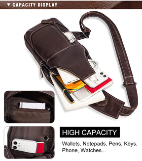 Miami Design- HUMER™ Unisex Genuine Leather Sling Bag – Anti-Theft & Anti-Pickpocket Design- For Travel, Hikking and Urban Use