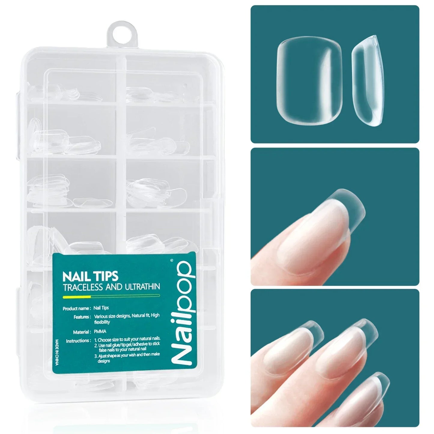 Pontas Nailpop Gel X – 120 unidades de gel macio, extensões fáceis de unhas