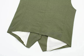 Women’s Linen Vest Shorts Set – V Neck Chic Summer Casual  Office Outfit