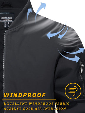 MIAMI TAC - Full Zip Quilted Bomber Jackets Mens Winter Padded Casual Jacket Outdoor Water Resistant Antifouling Coat Outwear Tops