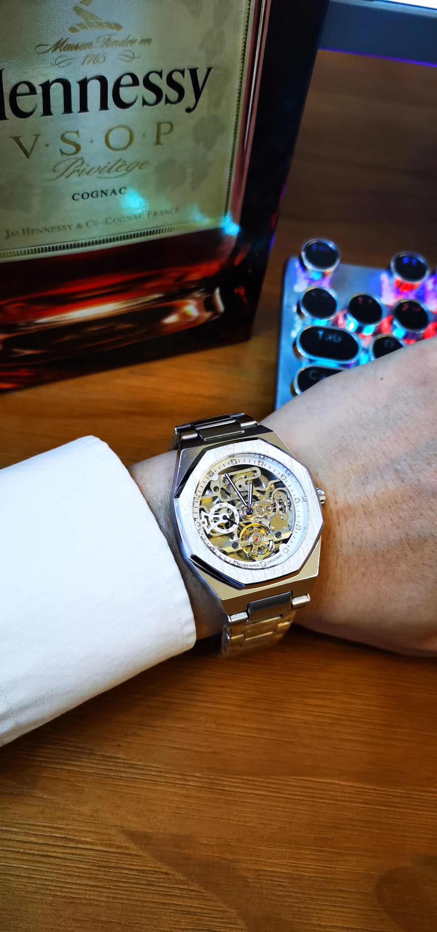 MIAMI DESIGN-Reloj Automático plateado para hombre, esfera de diamante 3D, Tourbillon Irregular, relojes de pulsera mecánicos con esqueleto, reloj con manecillas luminosas