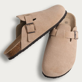 Genuine Suede Clogs – Unisex Comfort with Arch Support & Cork Footbed