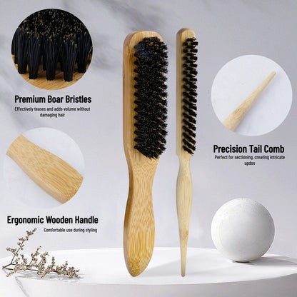 Spazzola per capelli con setole premium da 2 pezzi con manico in bambù riduce l'effetto crespo e la statica - Set di spazzole con setole per massaggio del cuoio capelluto per tutti i tipi di capelli