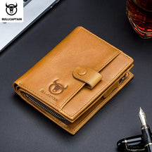 BULLCAPTAIN™ RFID Men’s Genuine Leather Wallet – Anti-Theft & Anti-Pickpocket -Zipper Coin &Card Holder