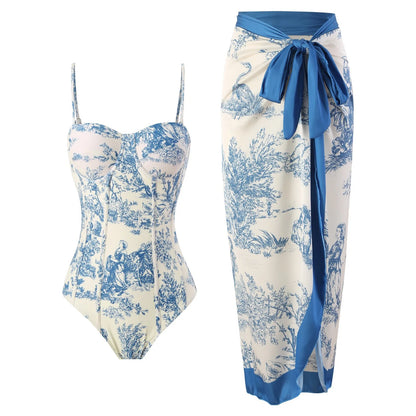 Novo conjunto de biquíni push up – estampa floral, babados, trajes de banho brasileiros com tiras