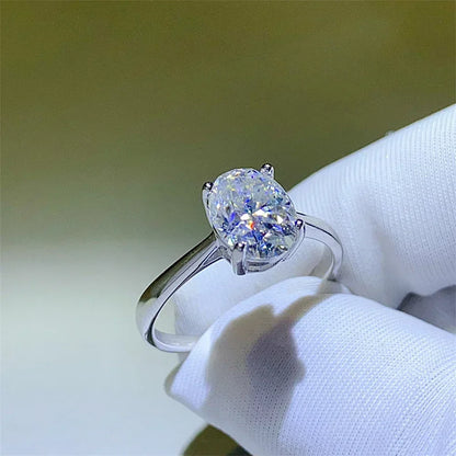 Anéis de moissanite com corte oval 1-4ct, para mulheres, diamante brilhante, prata esterlina 925, noivado, casamento, joias com certificado