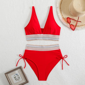 Colora solido Colorale Bikini Set di moda High Waist High Patchwork Swimwear Women Swimsuit Women Women