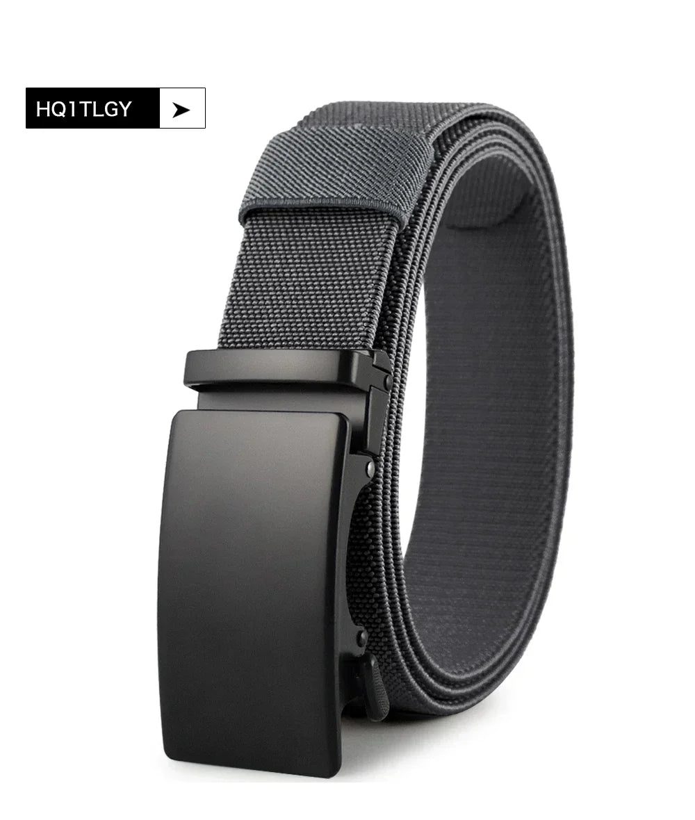 Sports Elastic Tactical Belt – Automatic Metal Buckle, Stretch Nylon Military Unisex Belt (115–150CM)