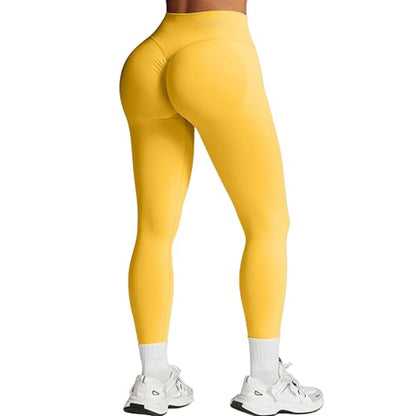 Peach-lift yogabyxor med trippel midjeband – hög midja, skulpterande passform och andningskomfort för gym och vardagsbruk.
