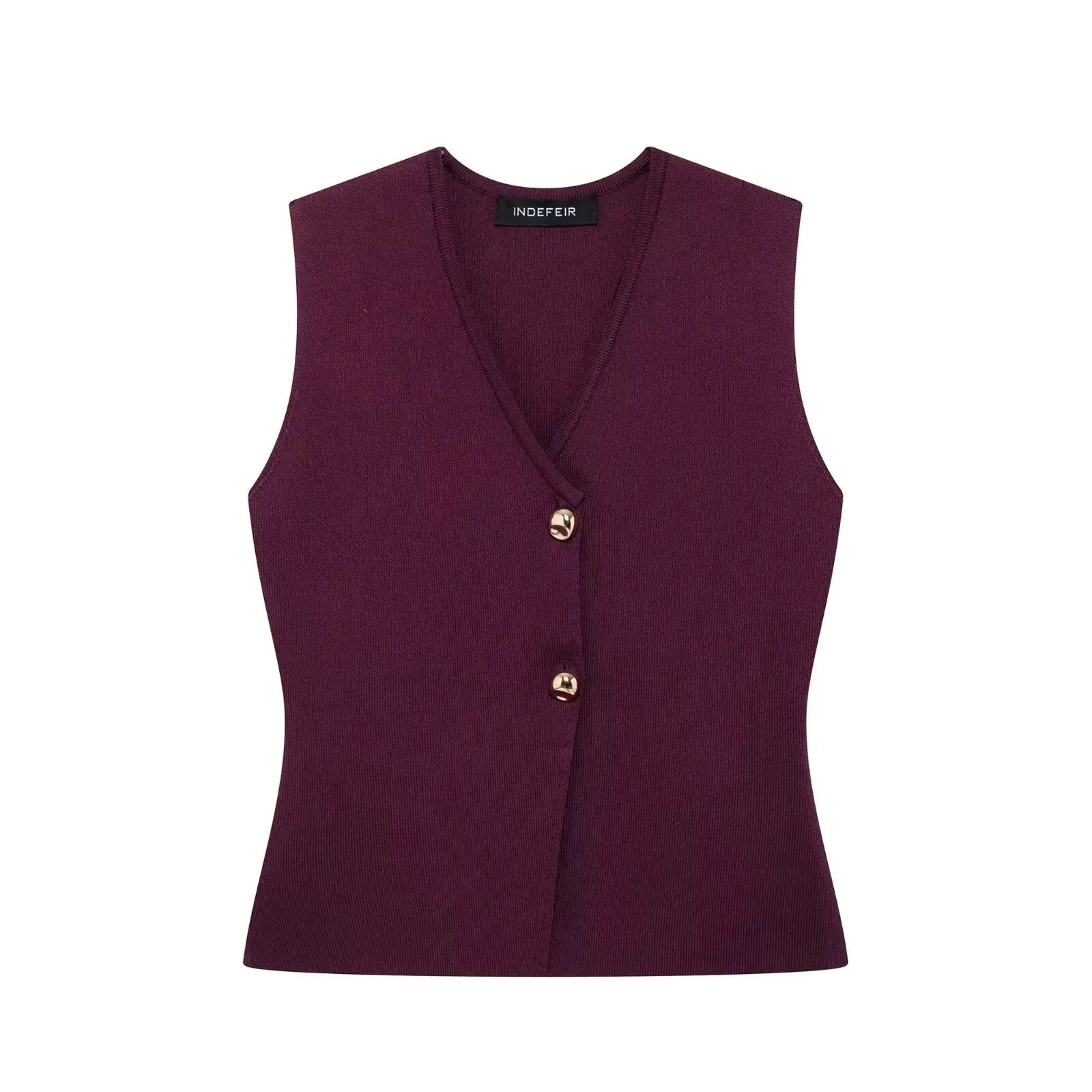 Women’s Knitted Skirt Set – V-neck Sleeveless Slim Vest & Patchwork Loose Skirt | Casual & High Street Fashion