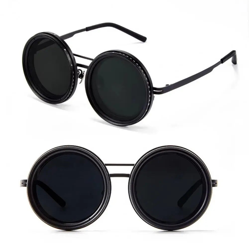 Sunglasses - Manual Dimming Sunglasses Vintage Steampunk Round Rotatable Adjustment Glasses Mountaineering Fishing Polarized Lenses