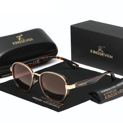 Diseño retro unisex | Gafas de sol polarizadas con protección UV400 y montura redonda de lujo