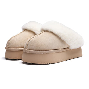 Slippers de plate-forme Funke Fluffy chaude - en daim doux, semelle Antisiskid et mousse à mémoire