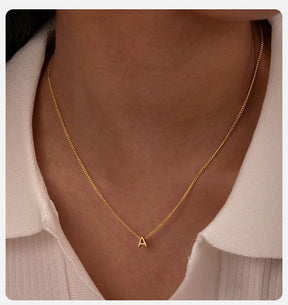 Chic Tiny A-Z Letters Necklaces for Women Girls, Gold Color Stainless Steel Initial Chokers,Small Pendent Necklaces Jewelry